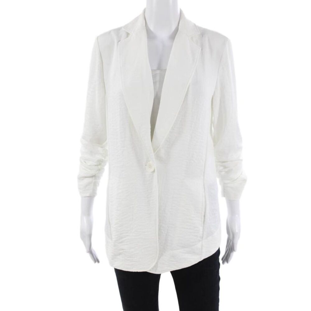B New York Women White Collared Blazer Button Long Sleeve Size XS